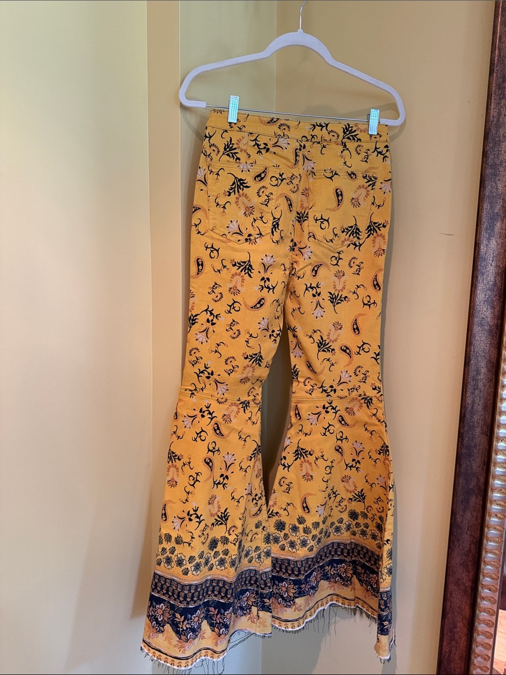 Free People Mustard Paisley Flared Jeans - Picture 3 of 3